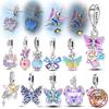 Original Copper Charms Bead Colorful Butterfly Pendants Fit Women Girls Bracelet Diy Jewelry Gift