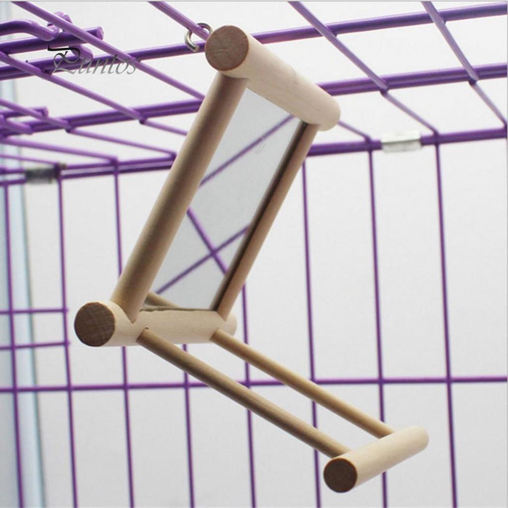 Зеркальная деревянная подставка для птиц