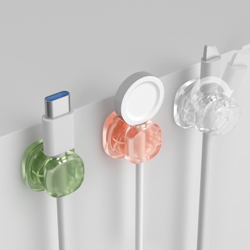 Cable Clips 360° Rotatable Reusable Self Adhesive Wire Organizer for Desktop Car Travel Cord Organization
