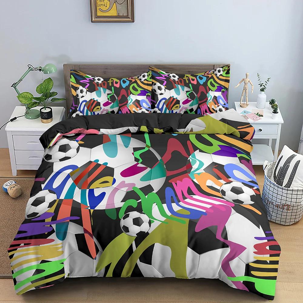 3D Футбольный принт Пододеяльник Queen/King Size Футбольный спортивный комплект постельного белья для мальчиков и детей Подарки Тема игры в мяч Пододеяльник Наволочка