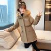 Girls Winter Fleece Coat Thick Mid-length Top Children's Fashionable Waist Parka