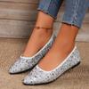 2024 Hot Sale Ladies Shoes One Kick Women's Flats Autumn Pointed Toe Sequins Solid Flat Casual Comfortable Large Size Shoes
