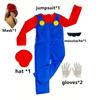 Game Brothers Funny Uniform Set Plumber Role-Playing Costume Boys' Jumpsuit Girls' Dress Halloween Costume with Accessories
