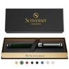 Scriber Green Rollerball - Very Dark British Racing Green Luxury Pen, Chrome Finish, Schmidt Ink Refill, Best Rollerball Pen Gift Set for Men & Women,