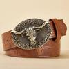 Винтажный ремень с пряжкой для ковбойской девушки, пояс из искусственной кожи Longhorn Bull, аксессуары для талии