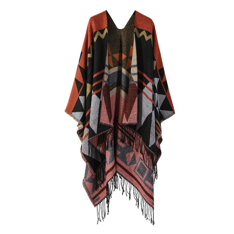Ethnic Style Shawl Summer Outer Wear Women's Large Shawl Cape Cloak High-end Knitted Scarf