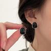 Yinruitai Exaggerated S925 Sterling Silver Black Stud Earrings – Elegant, Unique High-End Design