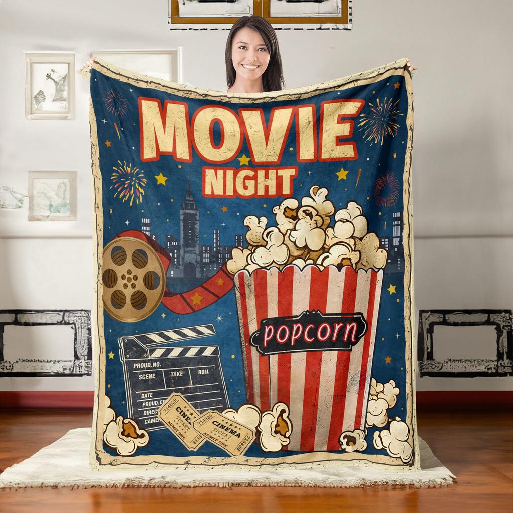 Movie Night Gift Printed Blanket for Sofa Bed Travel Camping Living Room Office Conditioning Blanket for All Seasons Gifts