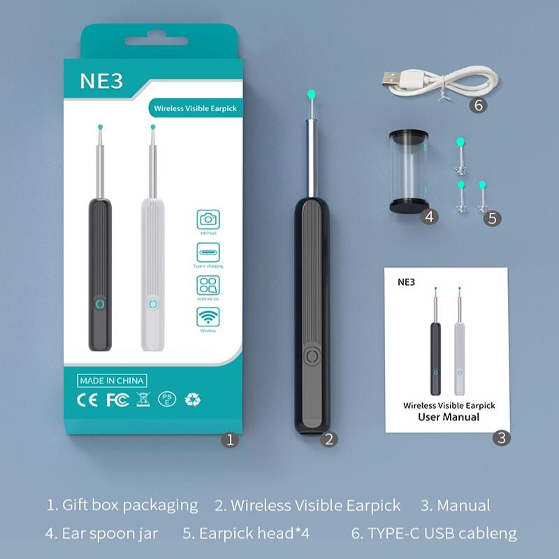 HD 1080P Беспроводной очиститель ушей с подключением Wi-Fi для iPhone, iPad и Android