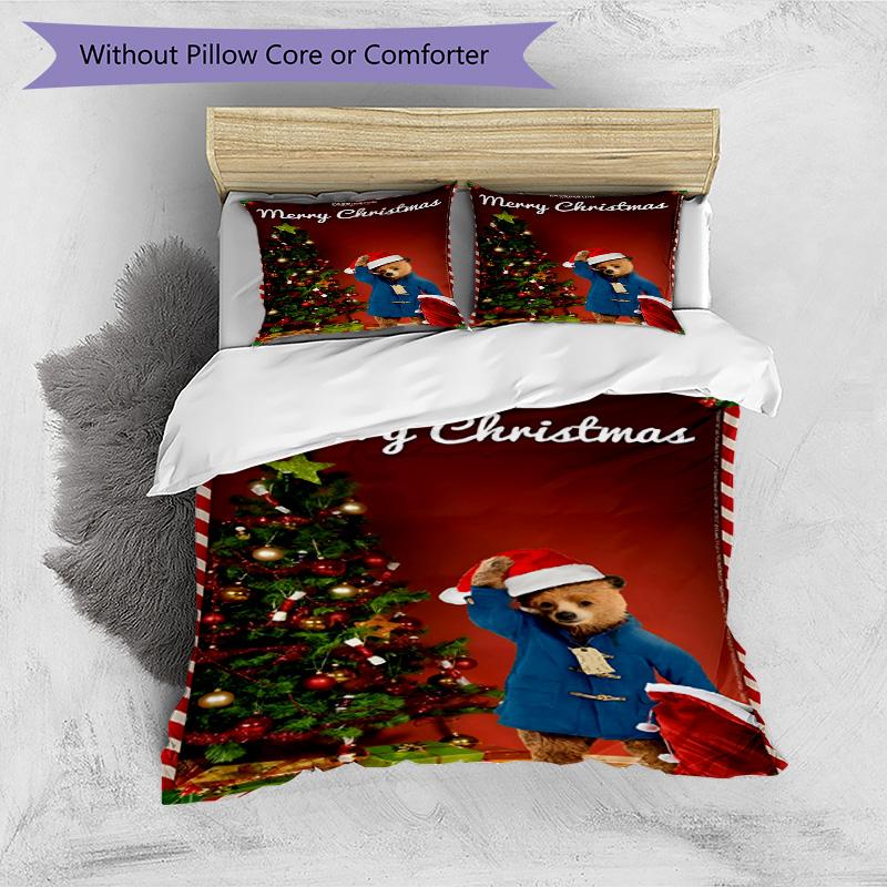 3pcs Duvet Cover Set (1*Duvet Cover + 2*Pillowcase, Without Core), Paddington Bear Print Bedding Set, Bedroom Decor, All‑Season, Birthday Gift