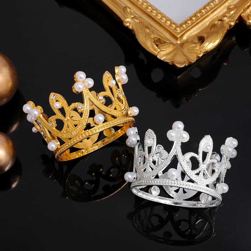 Mini Crystal Princess Crown Cake Topper for Girls' Birthday Dress-up