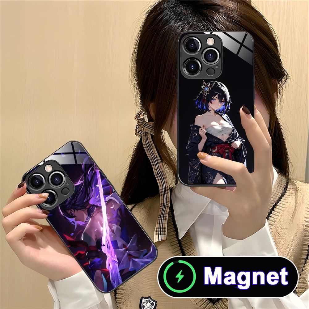 HSR Seele Стеклянный чехол для мобильного телефона MagSafe для iPhone 17 16 15 14 13 12 11 Air Pro Max Plus Mini Цветная крышка