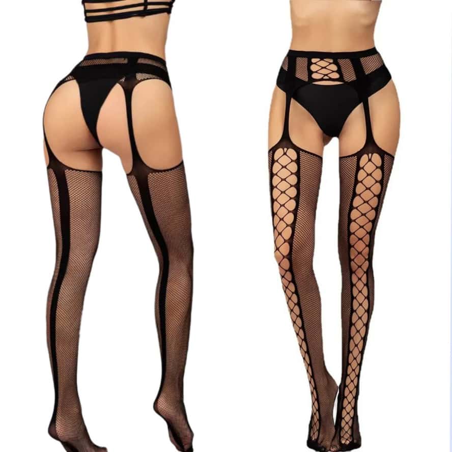 NEW Plus Size Fishnet Suspender Pantyhose Garter Belt Christmas Stockings Gothic Lolita Girls Cosplay Thigh High Sexy Tights for Women 3XL 4XL 5xl