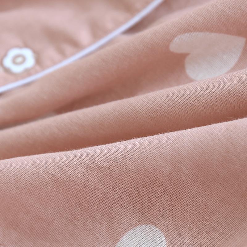 Women's Long Sleeve Cotton Pajamas - Heart Pattern, Double Layer Gauze, Sweet & Cozy Homewear Set for Spring/Autumn