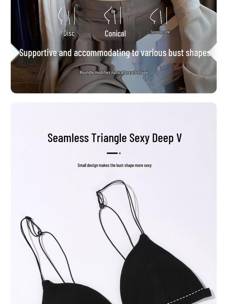 Женский сексуальный французский комплект бюстгальтера с треугольными чашками и передней застежкой, на тонких бретелях, с красивым дизайном спины