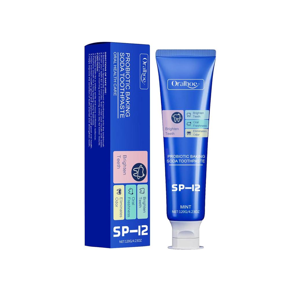 Baking Soda Probiotic Whitening Toothpaste Remove Yellow Teeth Stain Tartar Brighten Dental Protect Gum Fresh Mouth Oral Care