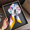 Imitation Silk Scarf For Women Spring/Summer Decoration Square Scarf Bandanna Flower Print Neckerchief Luxury Headband Hijab