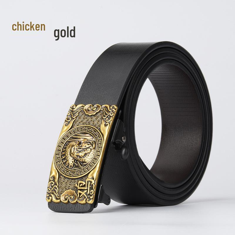 Chinese Zodiac Retro Men's Automatic Cowhide Leather Belt