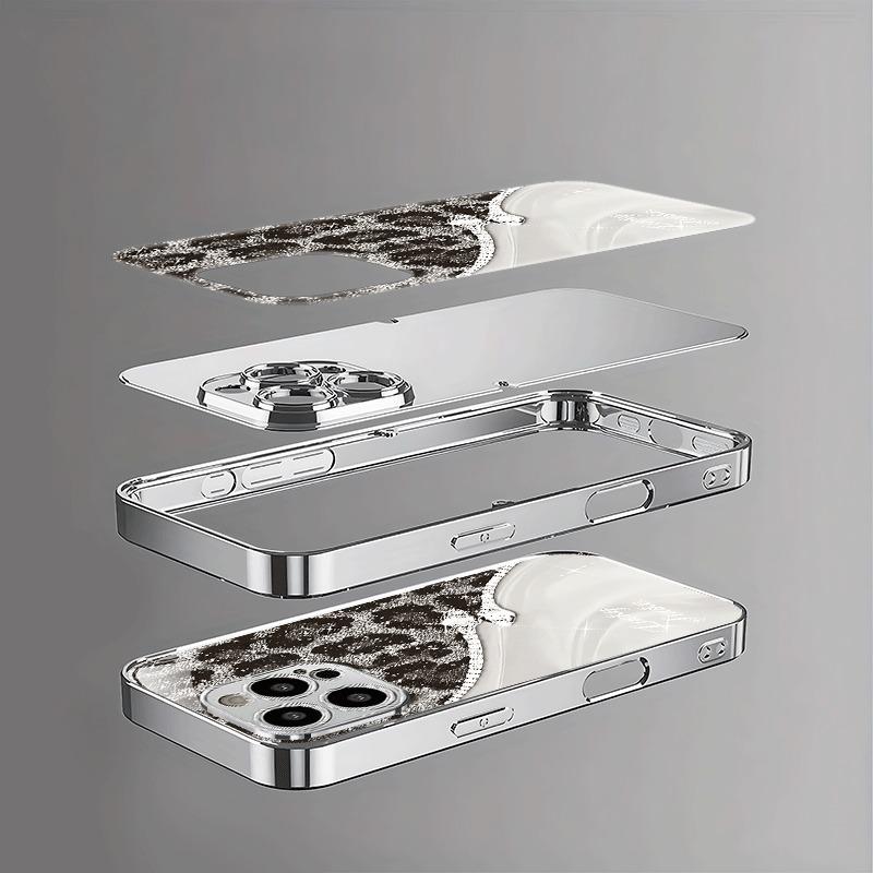 Чехол для телефона Samsung Galaxy S23 S24 S25 Ultra Plus FE с рисунком леопардовой змеи, закаленное стекло, гальванизированное серебро