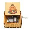 Wooden Uniq Carved Hand Crank Happy-Birthday-Cake Theme Music Box