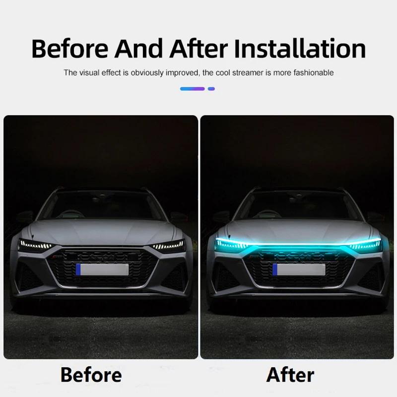 Светодиодная лента для капота автомобиля Start-Scan, дневные ходовые огни, автоматическая модификация передней фары, декоративная лампа на капоте двигателя 12 В