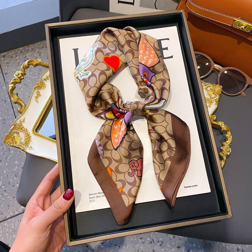 70cm Korean-Style Silk Square Scarf: Fashionable, Versatile Neck Protection and Decorative Accessory