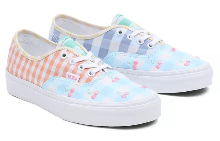 Men's Sneakers Vans Authentic Plaid Low top Skateboard Shoes Unisex Blue Pink