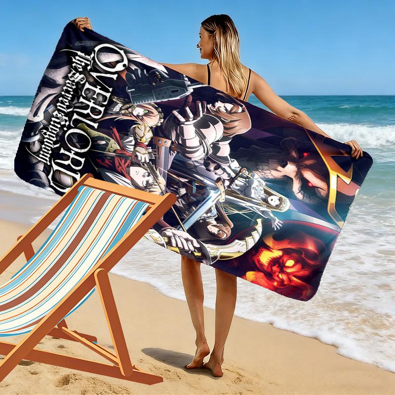 Anime Overlord Print Beach Towel, Large Soft Quick Dry Towel for Beach Camping Swimming