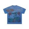 Cross-border European and American trendy brands Va ≤ letter pattern printing washed retro short-sleeved t-shirt men's and women's high street 