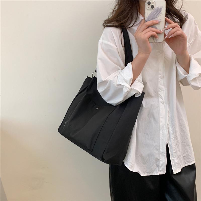 Холщовая сумка большой емкости, женская сумка на плечо, однотонная сумка-тоут