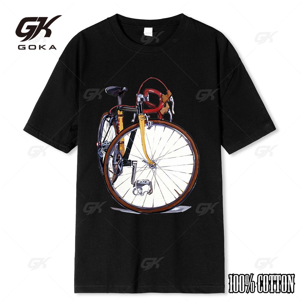 Fixed Gear Bicycle Cyclist Painting T-Shirt New Summer Men Short Sleeve Road Bike Sport Lover White Casual Boy Tops Vintage Tees