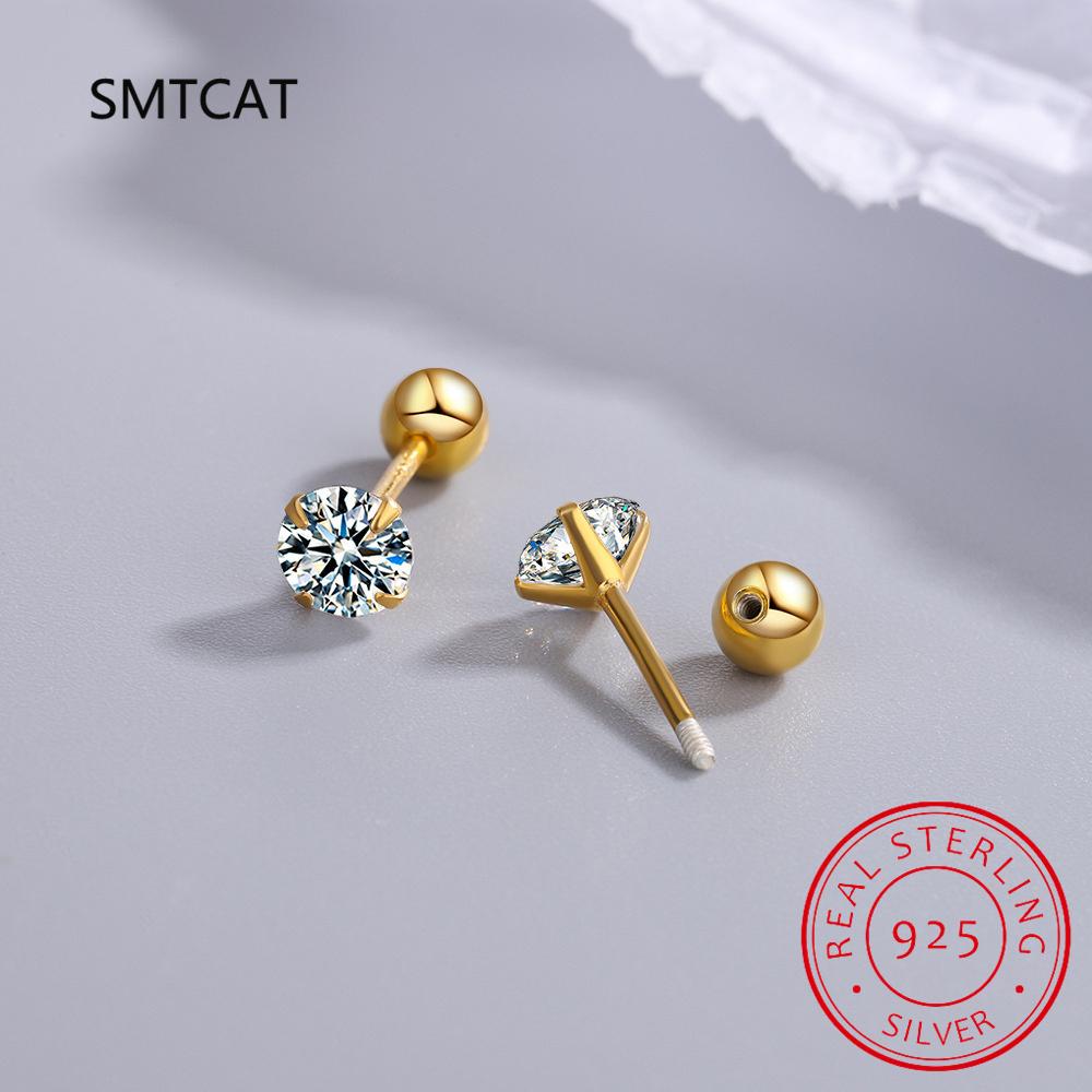 Серьги-гвоздики из серебра S925 с муассанитом 0,5-2 карата, D, 6 крапанов, бриллиант, муассанит, винтовой замок, для женщин, свадебные, ювелирные изделия
