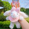 Cute Bow Sequin Plaid Scarf Rabbit Cartoon Plush Toy Bag Pendant Gift For