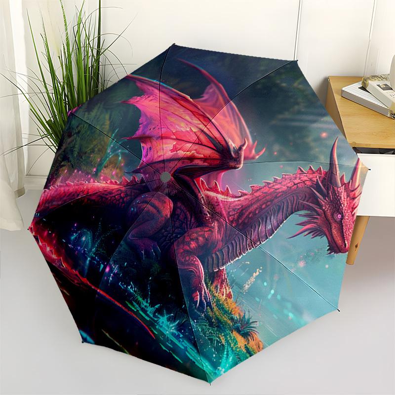 Dragon Fantasy- Automatic Umbrella, Four Seasons Portable Folding Umbrella, Suitable for Men and Women, Travel, Daily Compact Umbrella, Outd