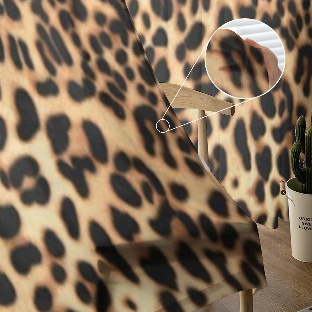 Animal Print Leopard Texture Chiffon Sheer Curtains For Living Room Bedroom Decoration Window Tulle Curtains Drapes