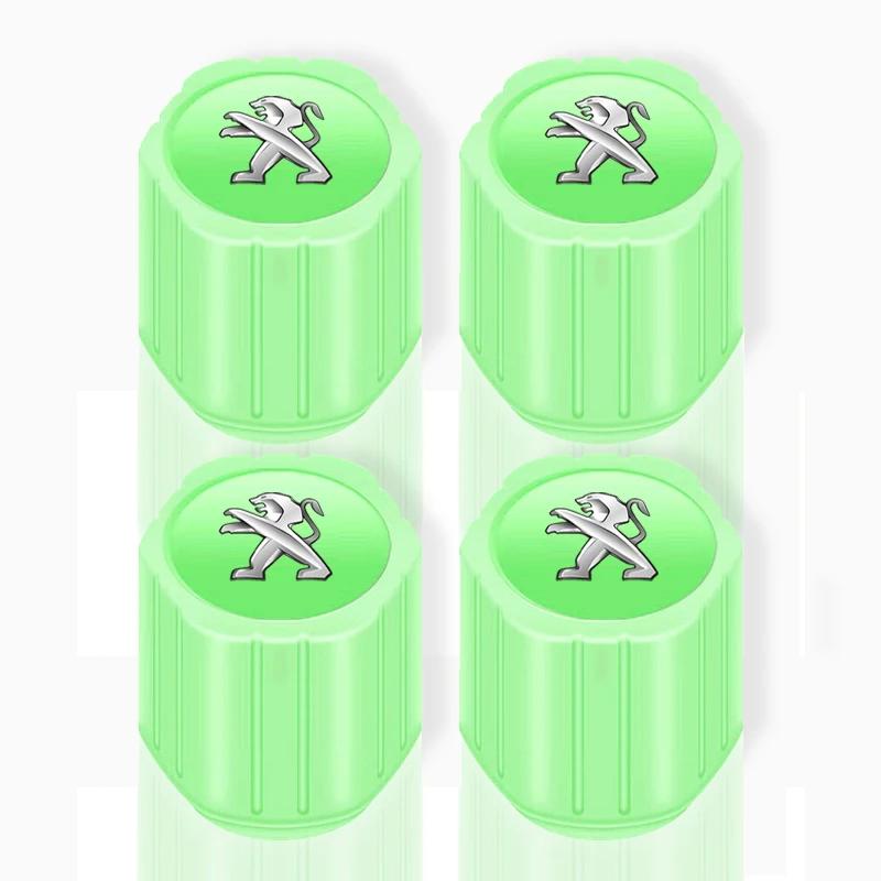 4Pcs Luminous Car Tire Valve Caps Badge Emblem Styling Emblem For Peugeot 206 308 307 208 207 3008 2008 508 407 301 406 408 607