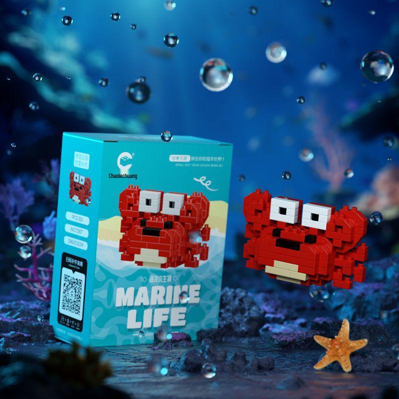 Совместимо с Lechaochao Lechuang Shark Model Marine Life Building Blocks Toy для детей