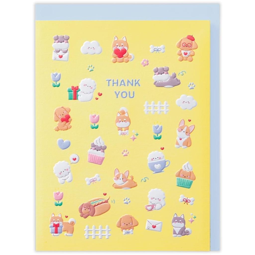 Hallmark Thank You Greeting Card, Cute Chubby Dog with Wobble Spring, Embossed Kawaii Korean Style Card 850029