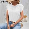 Женская модная повседневная блузка/рубашка JPNTKY с круглым вырезом и коротким рукавом