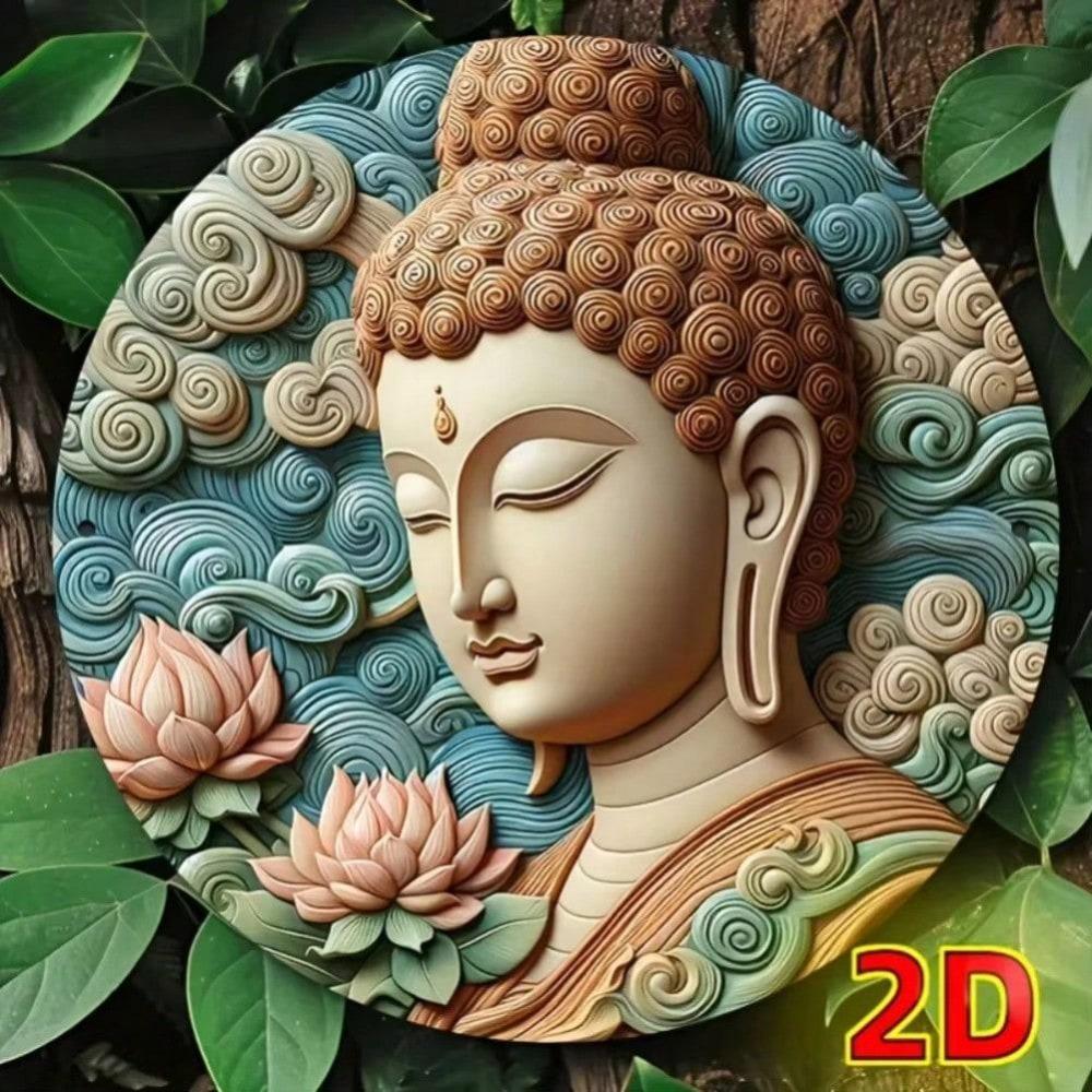 Железное Настенное Искусство Металлическая Картина Будды 2D Плоская Графика Водонепроницаемая Табличка Домашний Декор Настенный Декор Кафе Гостиная Спальня Ванная Кухня Декор на Хэллоуин