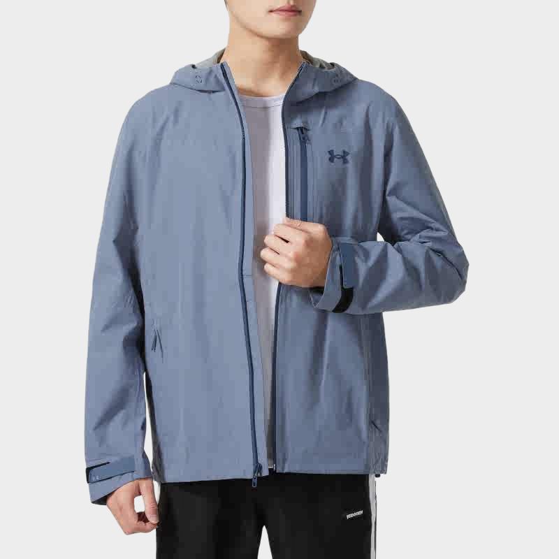 Under Armour Мужская тренировочная серия, однотонная модная повседневная куртка с капюшоном для бега, мужская куртка светло-синего цвета 1385271-002