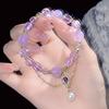 Chinese Style Light Luxury Purple Glass  Beaded Bracelets For Women Tassel Pendant Bracelet Sweet All-Match Wrist Jewelry