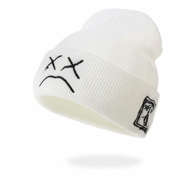 Fashion Women Men Warm Acrylic Beanie Hat Cap Autumn Winter Lady Sad Expression Boy Girl Knitted Cap Hat For Women Men