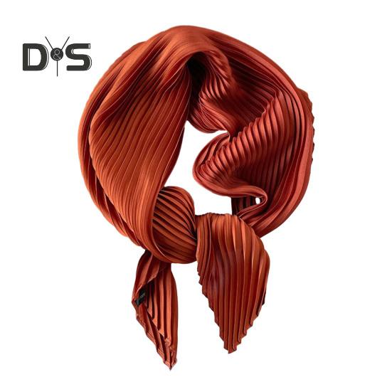 Women Pleated Scarf Solid Color Lightweight Breathable Scarf Soft Comfortable All-Season Shawl Scarf Everyday Wear