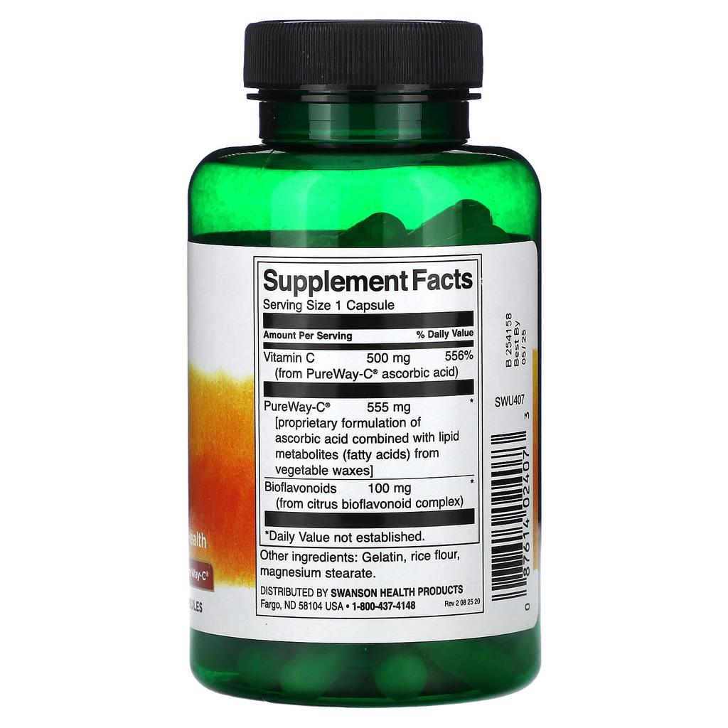 Swanson Витамин C с биофлавоноидами, 500 мг, 90 капсул