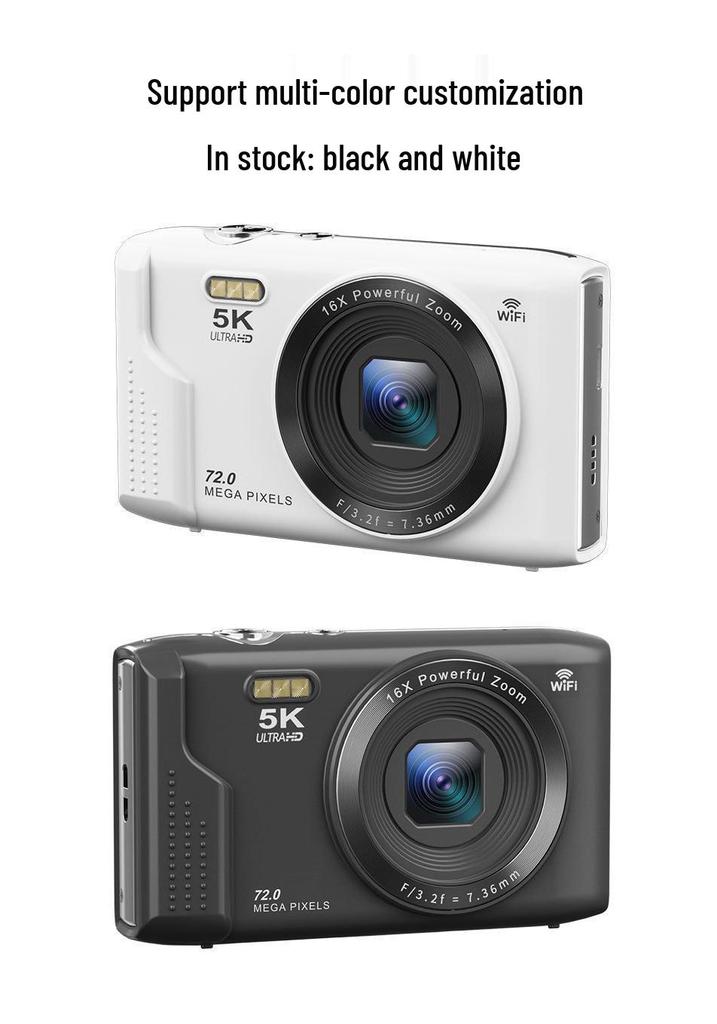 5K HD CCD Digital Mini Selfie Camera for Students and Home Use
