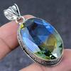 Подарочный кулон ручной работы из стерлингового серебра 925 пробы с натуральным двухцветным турмалином 2,17 дюйма H4G93