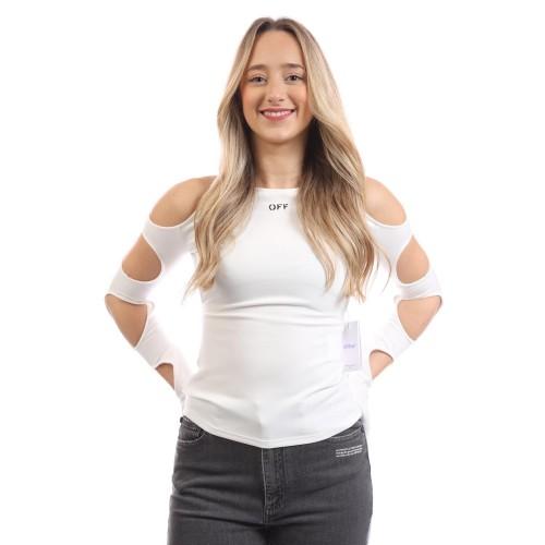 Off White Womens/Ladies Sleek Cut Out Long-Sleeved Top