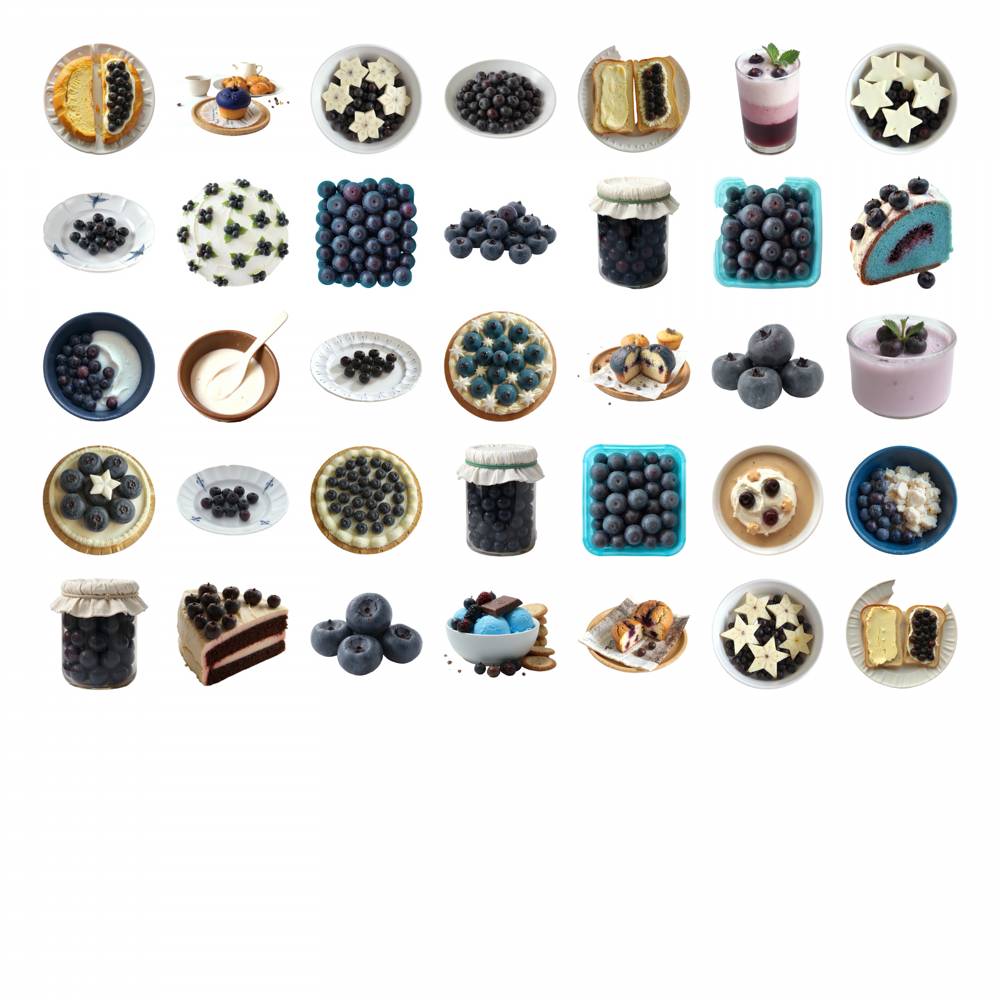 35pcs-50pcs Realistic Blueberry Stickers Gourmet Sweets Stationery Stickers Stickers For Laptop Motorcycle Luggage Phone