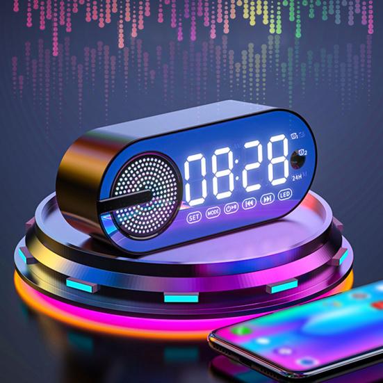 Беспроводной Bluetooth-совместимый динамик Маленький будильник Режим энергосбережения Светодиодный дисплей Беспроводная музыка